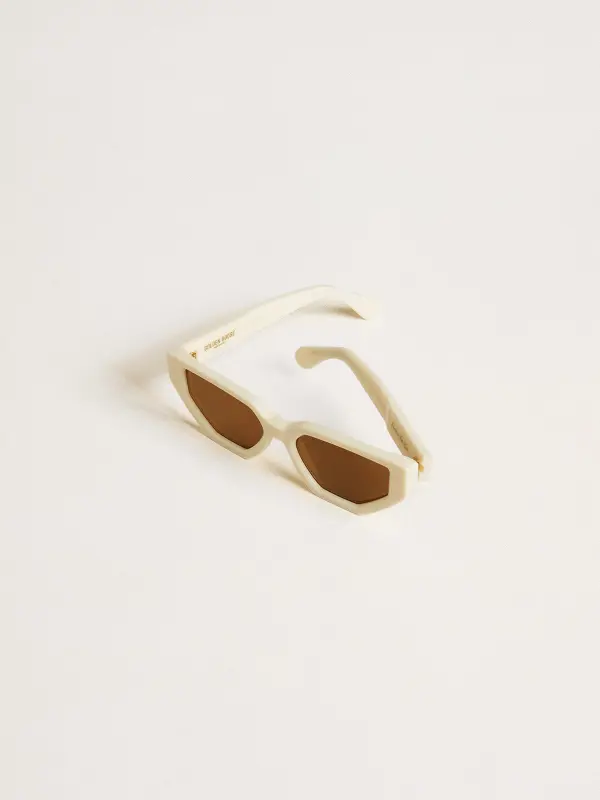 Rectangular-style sunglasses with beige frame online