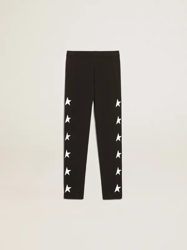 Girl’s black leggings with white stars on the sides online