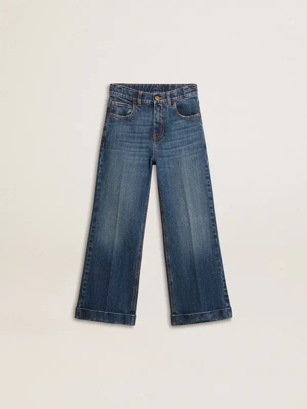 Girl’s bootcut jeans with a medium wash and embroidery online