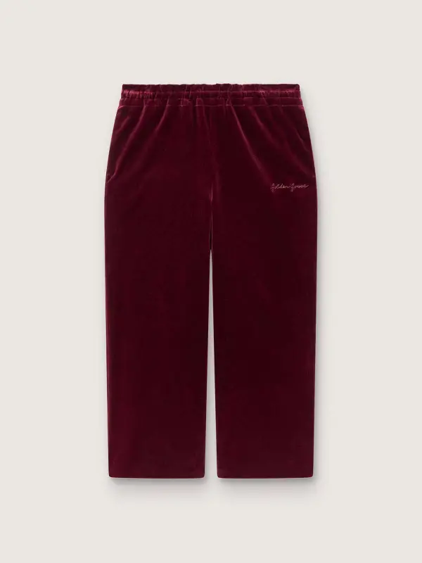 Girl’s burgundy velvet-effect pants with rear pocket online