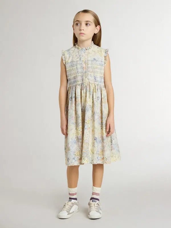 Girl’s cotton midi dress with multicolor floral print online