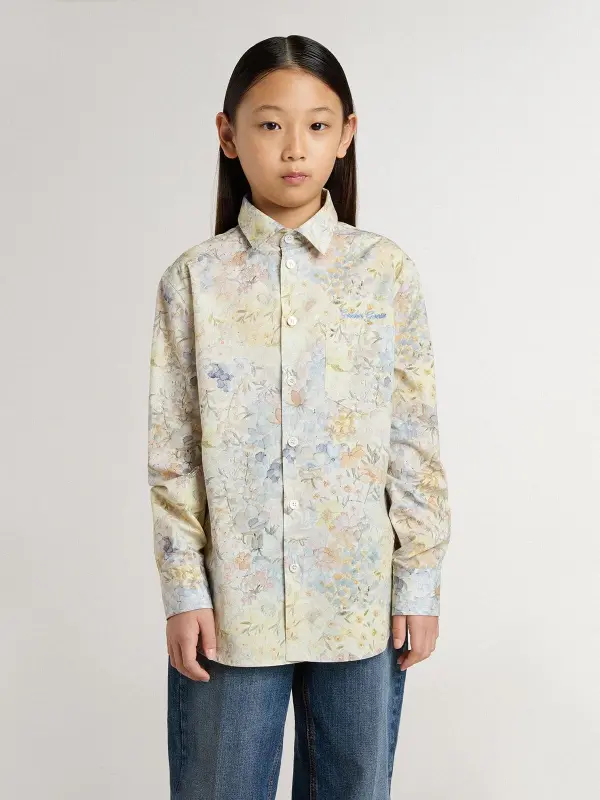 Girl’s cotton shirt with multicolor floral print online