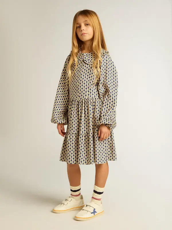 Girl’s dress with geometric print and removable collar online