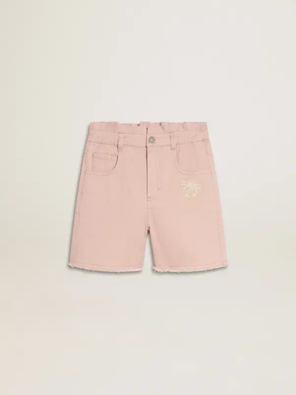 Girl’s pink cotton shorts with embroidery online