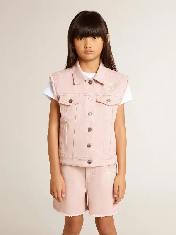 Girl’s pink denim vest online