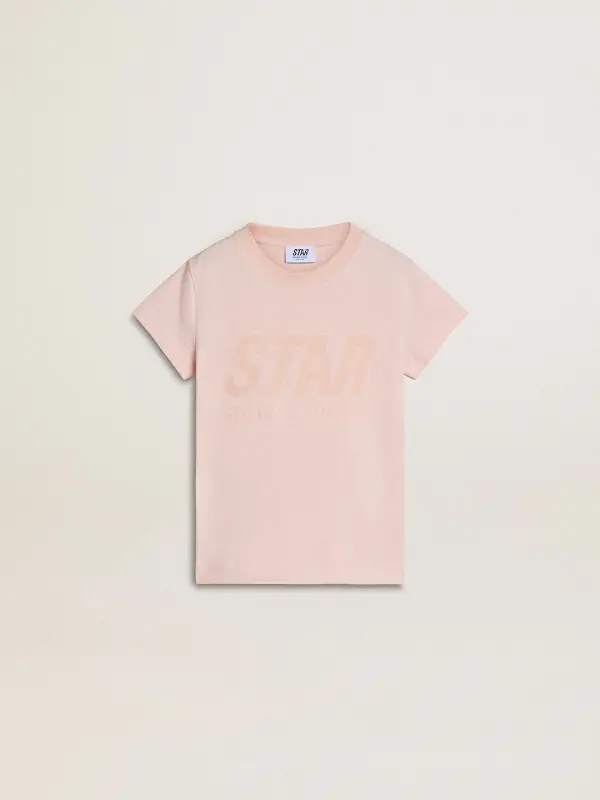 Girl’s pink T-shirt with pink print on the front online
