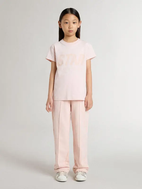 Girl’s pink T-shirt with pink print on the front online