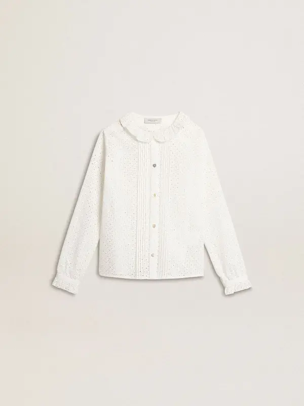 Girl’s white broderie anglaise cotton shirt online