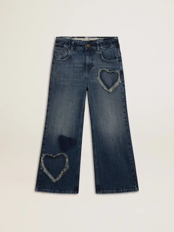 Girl’s wide-leg jeans in blue denim online