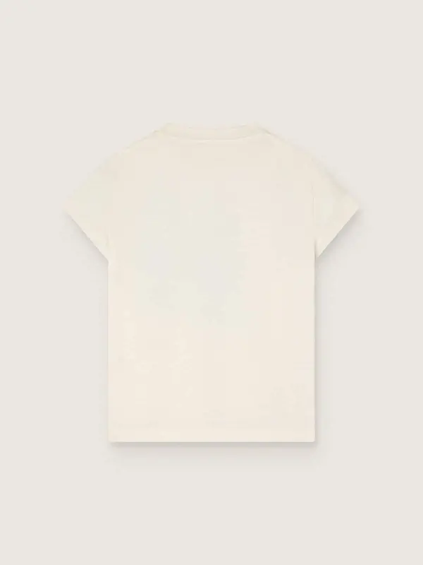 Journey T-shirt for girls in white cotton jersey with digital mascot print and crystal appliqués online