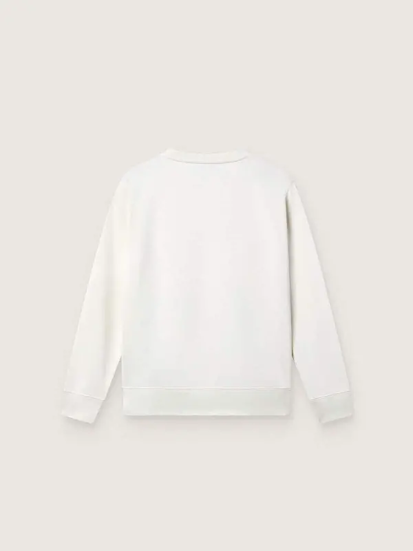 Journey white cotton crew-neck sweatshirt for girls with mascot print and crystal appliqués online