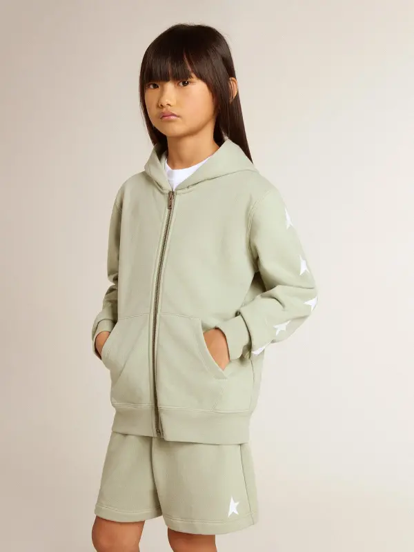 Light green sweatshirt with zip fastening online
