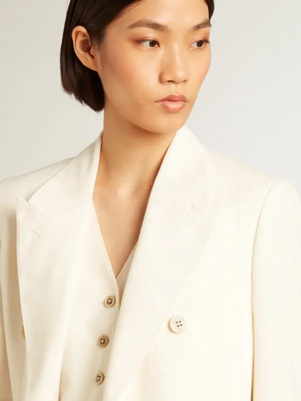 Women’s aged white double-breasted blazer online