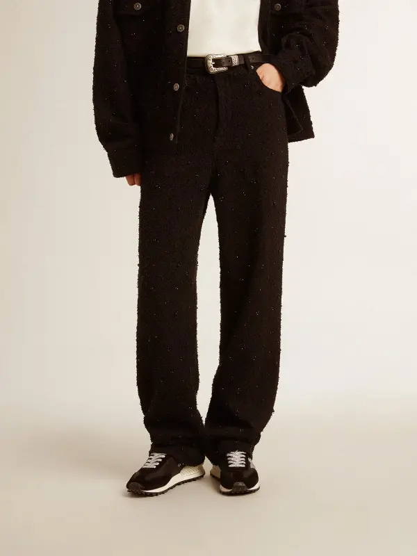 Women’s cotton denim pants with crystal and stone decoration online