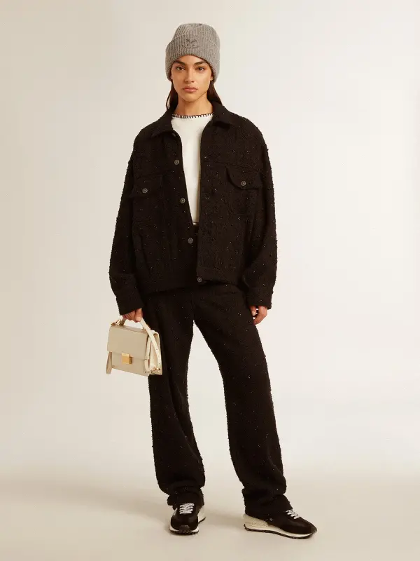 Women’s cotton denim pants with crystal and stone decoration online