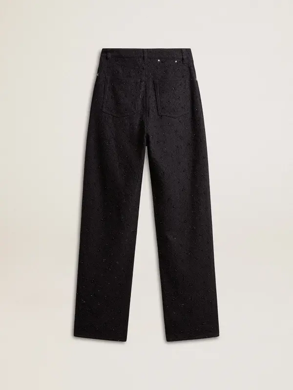 Women’s cotton denim pants with crystal and stone decoration online