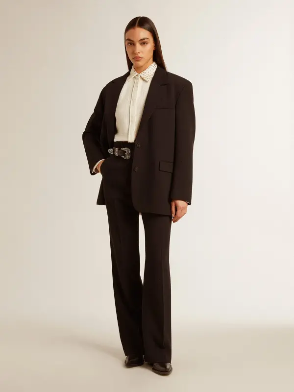 Women’s viscose and cotton blend shirt with crystal-embellished collar online