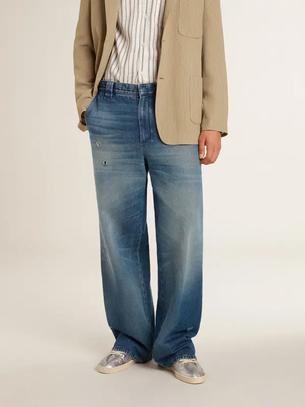 Men’s denim chinos with distressed details online