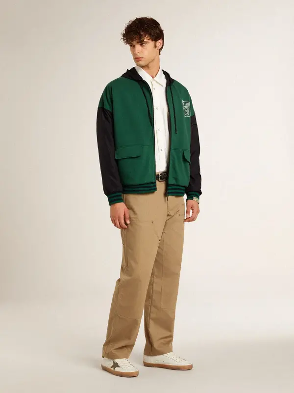 Men’s green and blue reversible hooded sweatshirt online