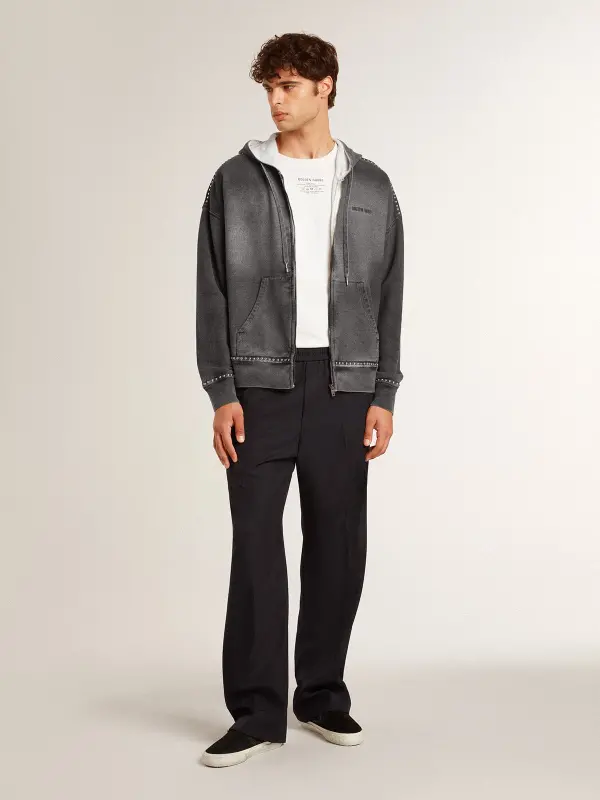 Sprayed effect anthracite sweatshirt with studs online