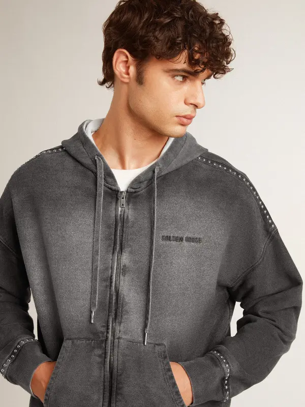 Sprayed effect anthracite sweatshirt with studs online