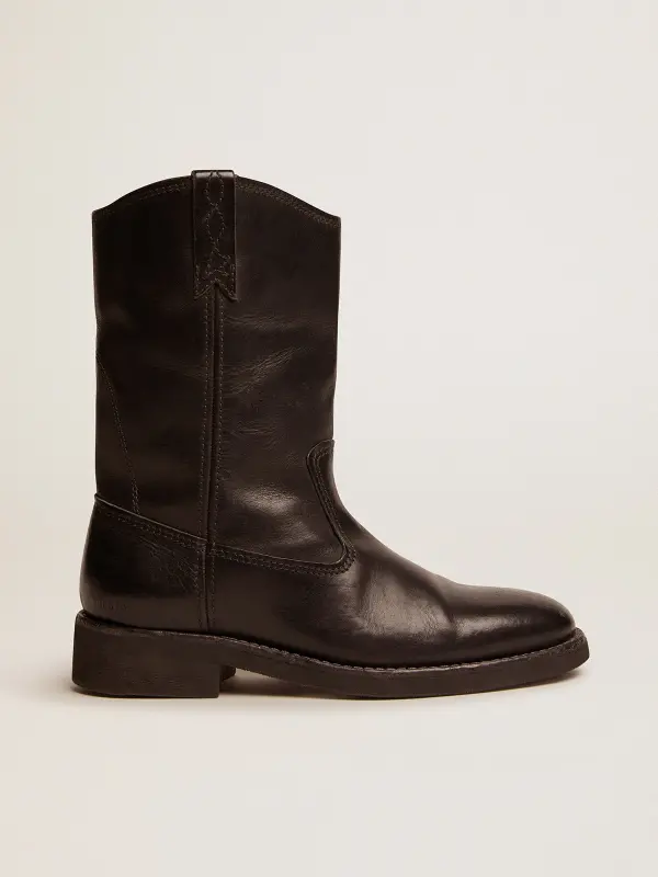 Biker boots in black leather online