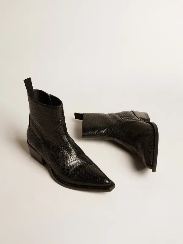 Low Debbie boots in black snake-print leather online
