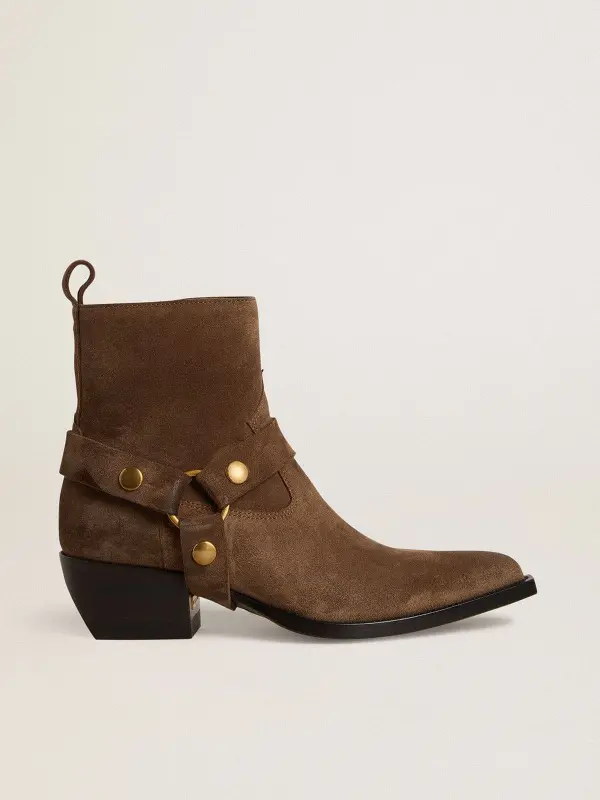 Low Debbie boots in dove-gray suede with removable buckle online