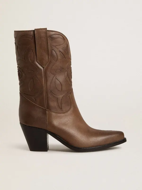 Wish Star boots in dove-gray leather with tone-on-tone inlay details online