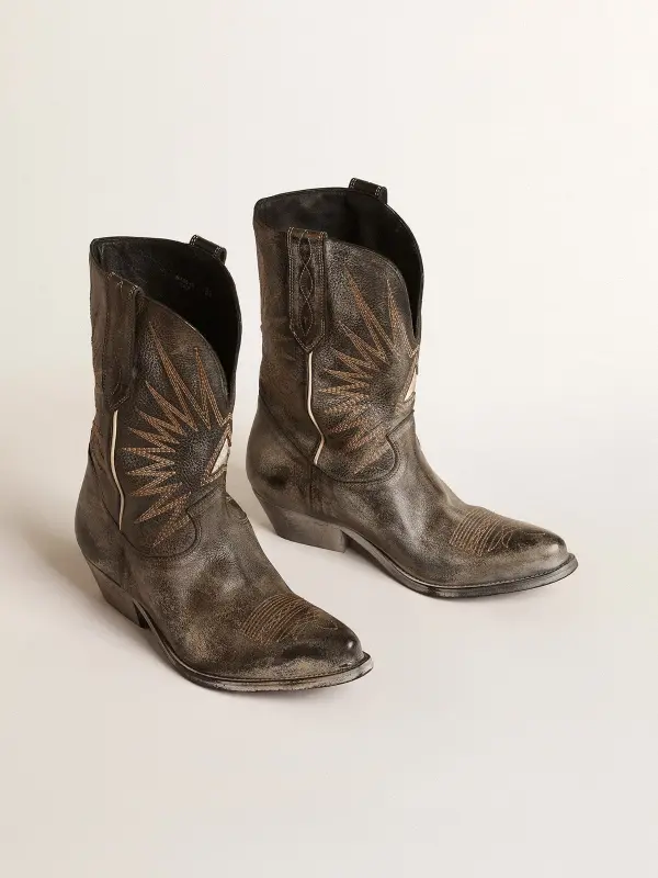 Women’s low Wish Star boots in black leather with silver star online