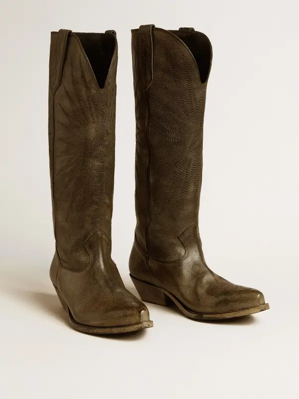 Women’s Wish Star boots in black leather with star embroidery online