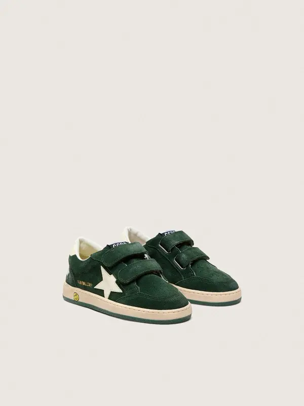Junior Ball Star in forest-green suede with cream leather star and heel tab online