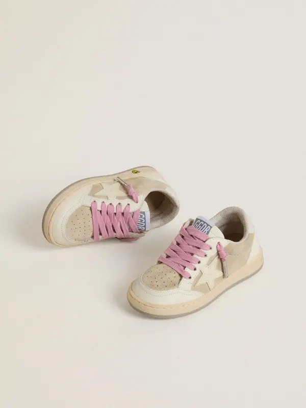 Junior Ball Star in pearl suede with leather star and heel tab online