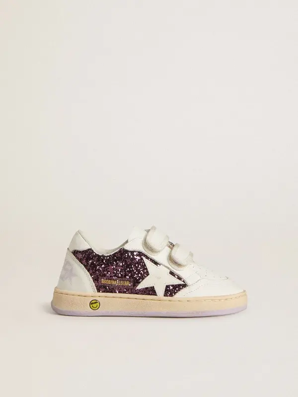 Junior Ball Star in purple glitter with white leather star and heel tab online