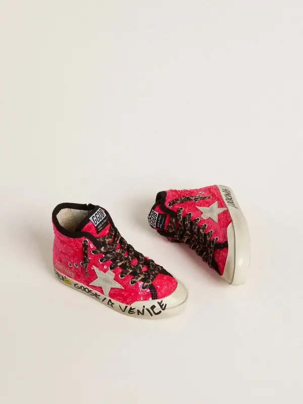 Junior Francy in sequins with ice-gray suede star and animal-print laces online