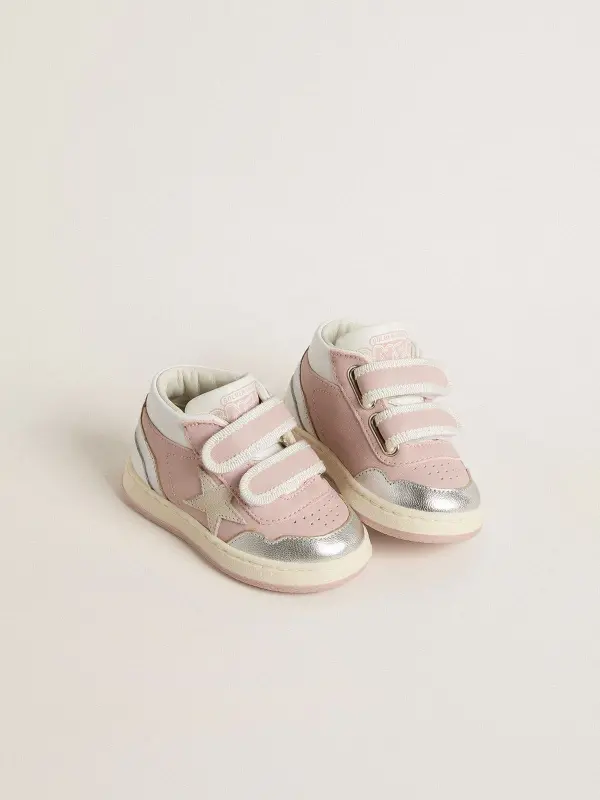 Junior June in pink leather with metallic leather inserts and suede star online