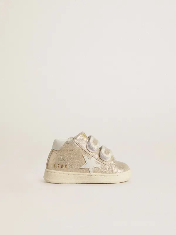 Junior June in sand-colored metallic suede with white leather star and heel tab online