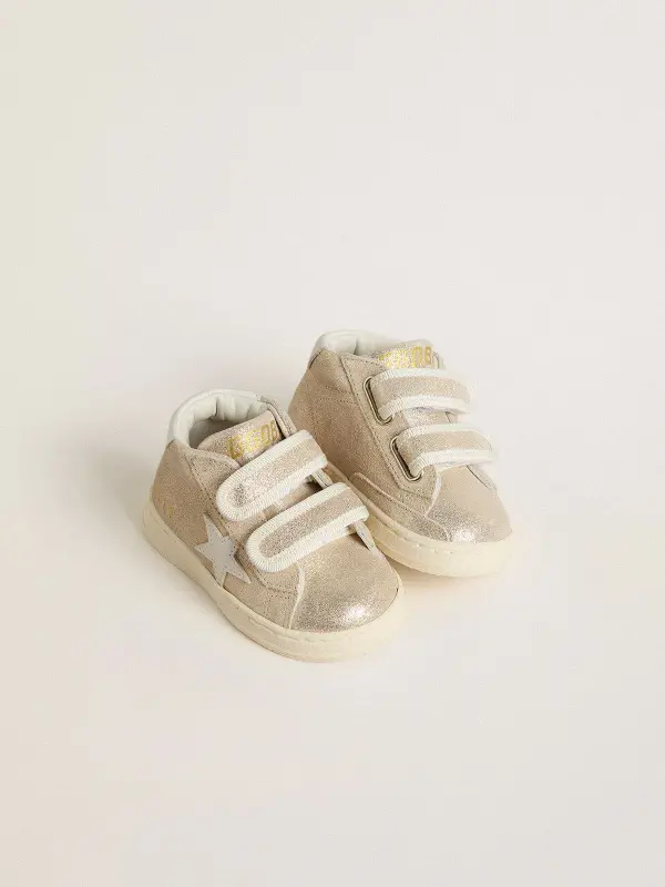 Junior June in sand-colored metallic suede with white leather star and heel tab online