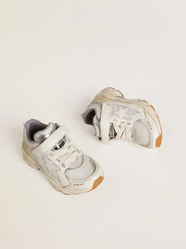 Junior Lightstar in white leather and mesh with white leather star online