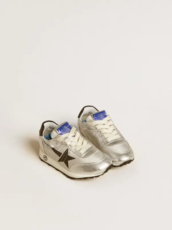 Junior Marathon in silver nylon with black star and leather heel tab online