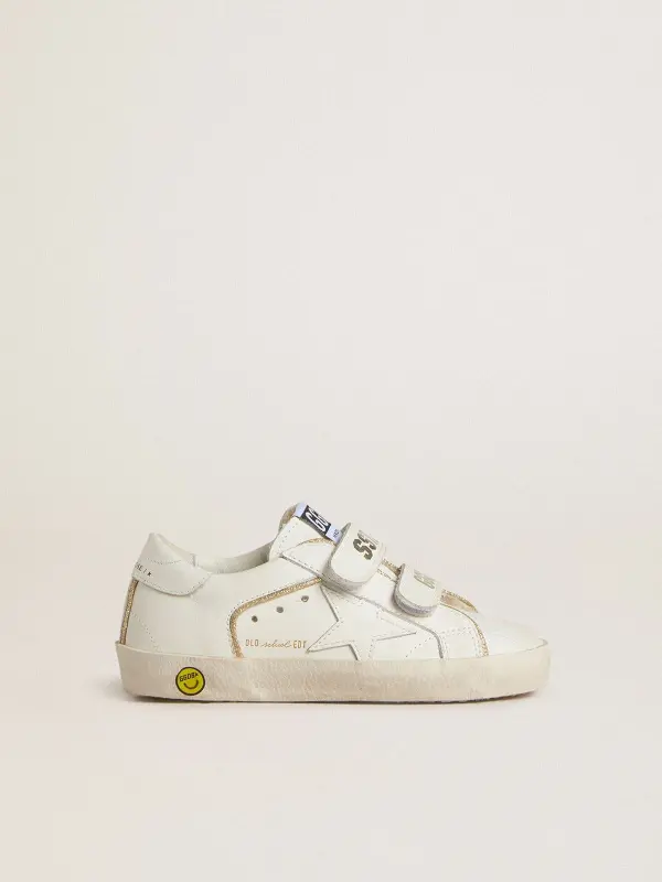 Junior Old School in white leather with gold details online