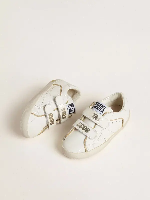 Junior Old School in white leather with gold details online