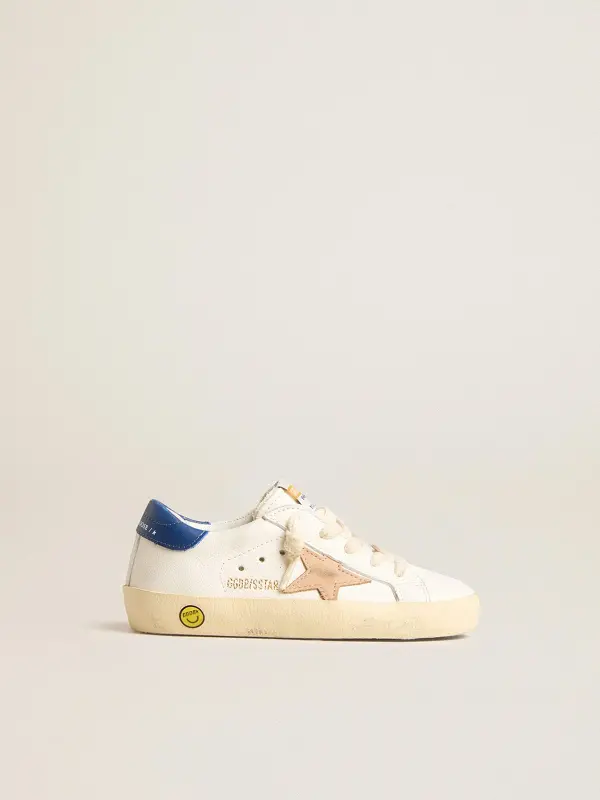Junior Super-Star in nappa leather with a beige star and blue heel tab online