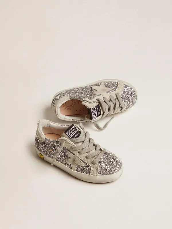Junior Super-Star with silver glitter and suede details online