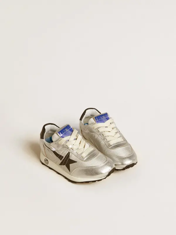 Marathon Young in silver nylon with black star and leather heel tab online