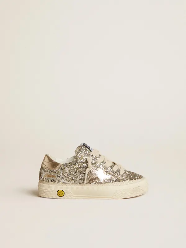May Junior in platinum glitter with metallic leather star and heel tab online