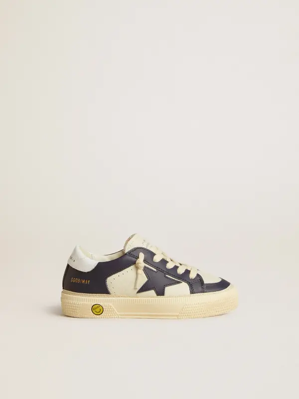May Junior in white and blue leather with leather star and heel tab online
