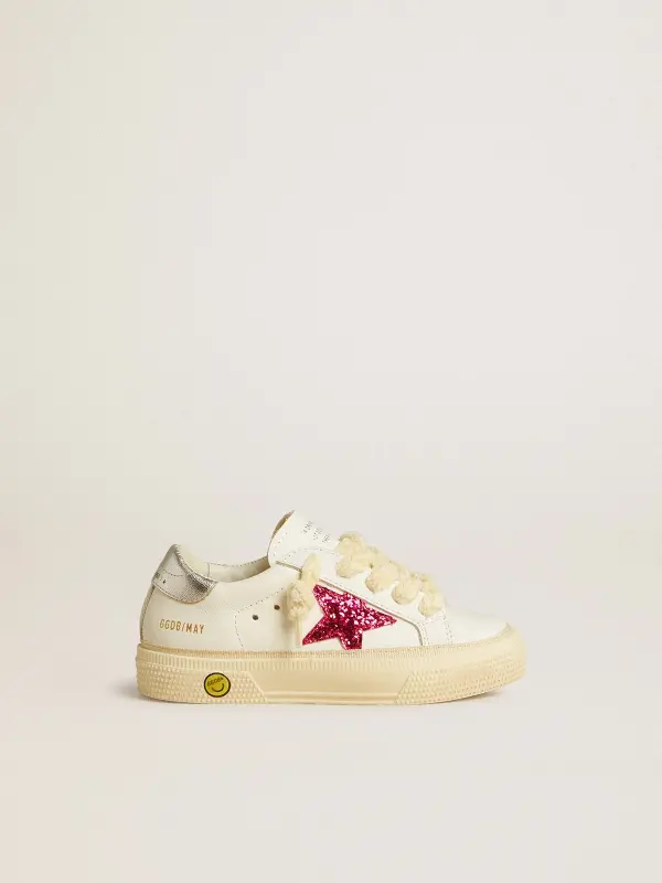 May Junior with fuchsia glitter star and metallic leather heel tab online