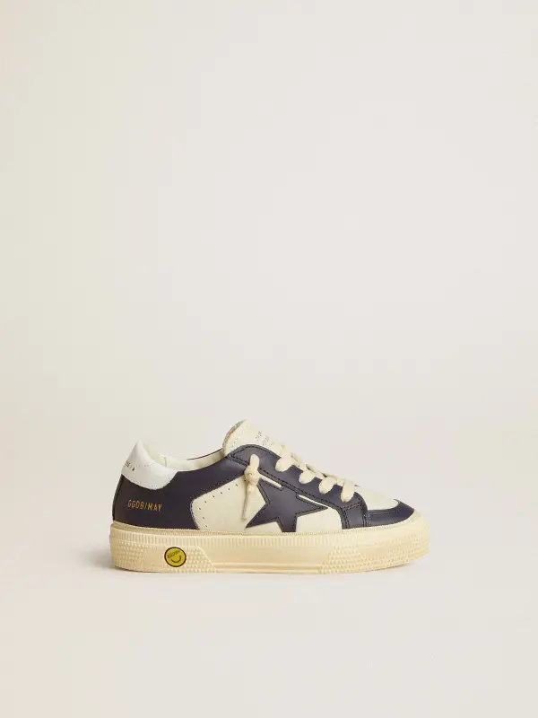 May Young in white and blue leather with leather star and heel tab online