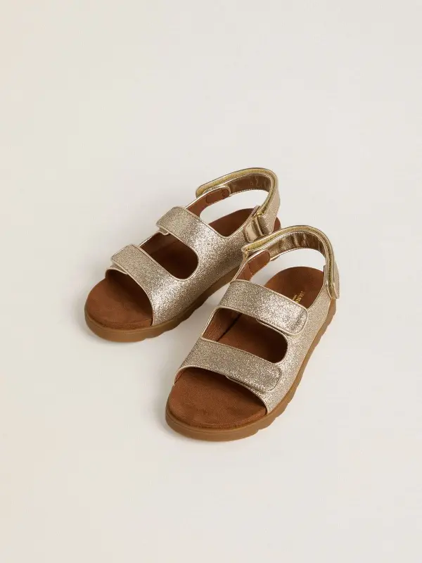 Noa Young sandals in micro-glitter and platinum leather online